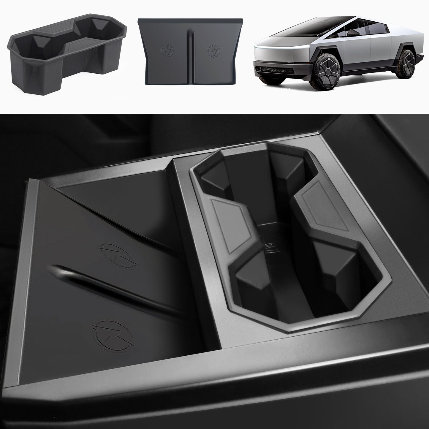 Cybertruck Center Console Cup Holder and Silicone Pad (2PCS )
