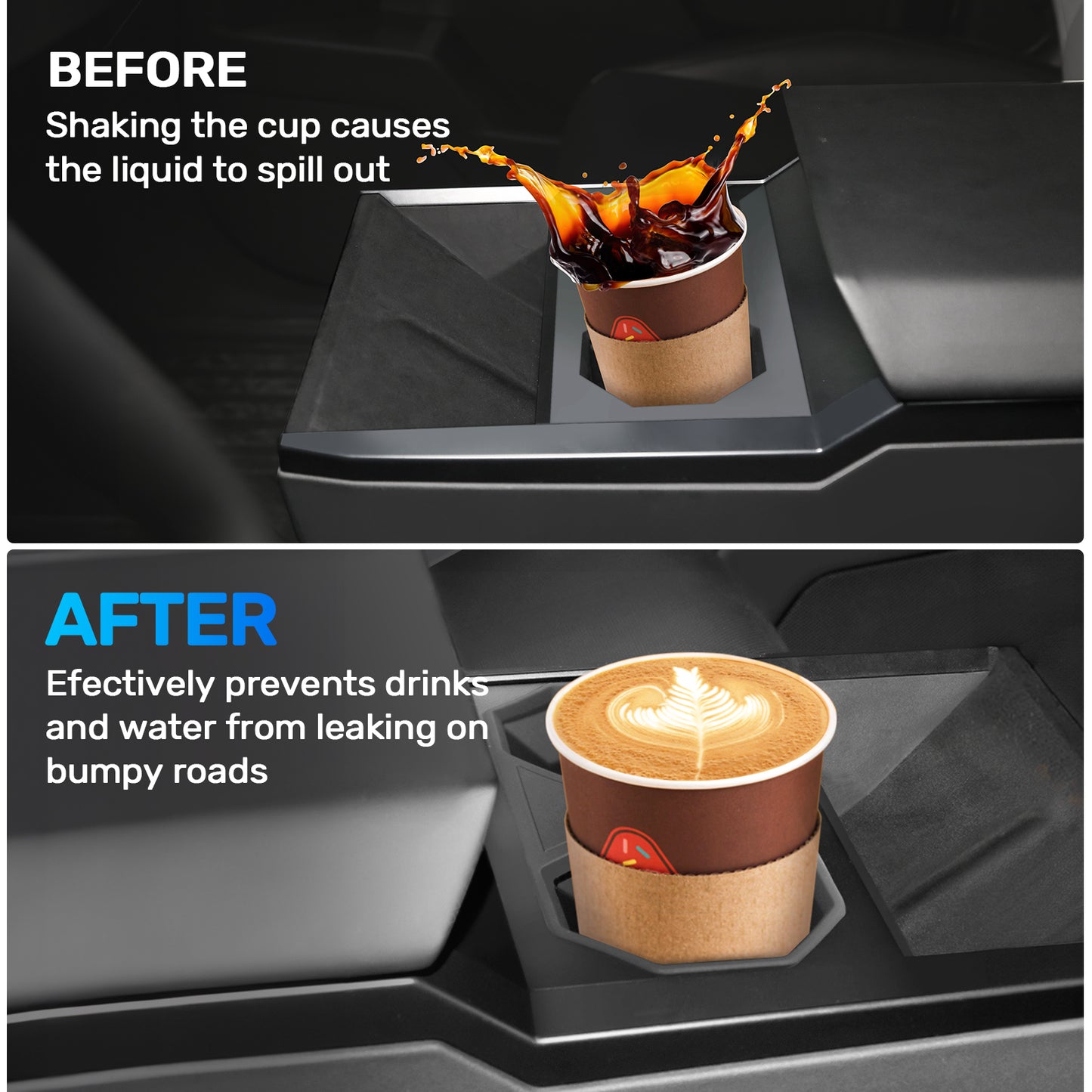 Cybertruck Center Console Cup Holder and Silicone Pad (2PCS )